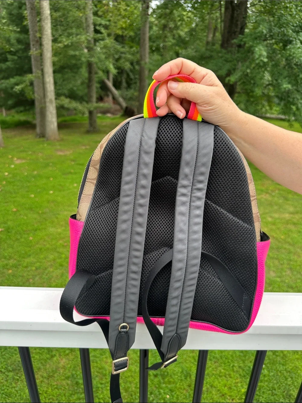 Coach Court Backpack in Color-block Signature Canvas C5808